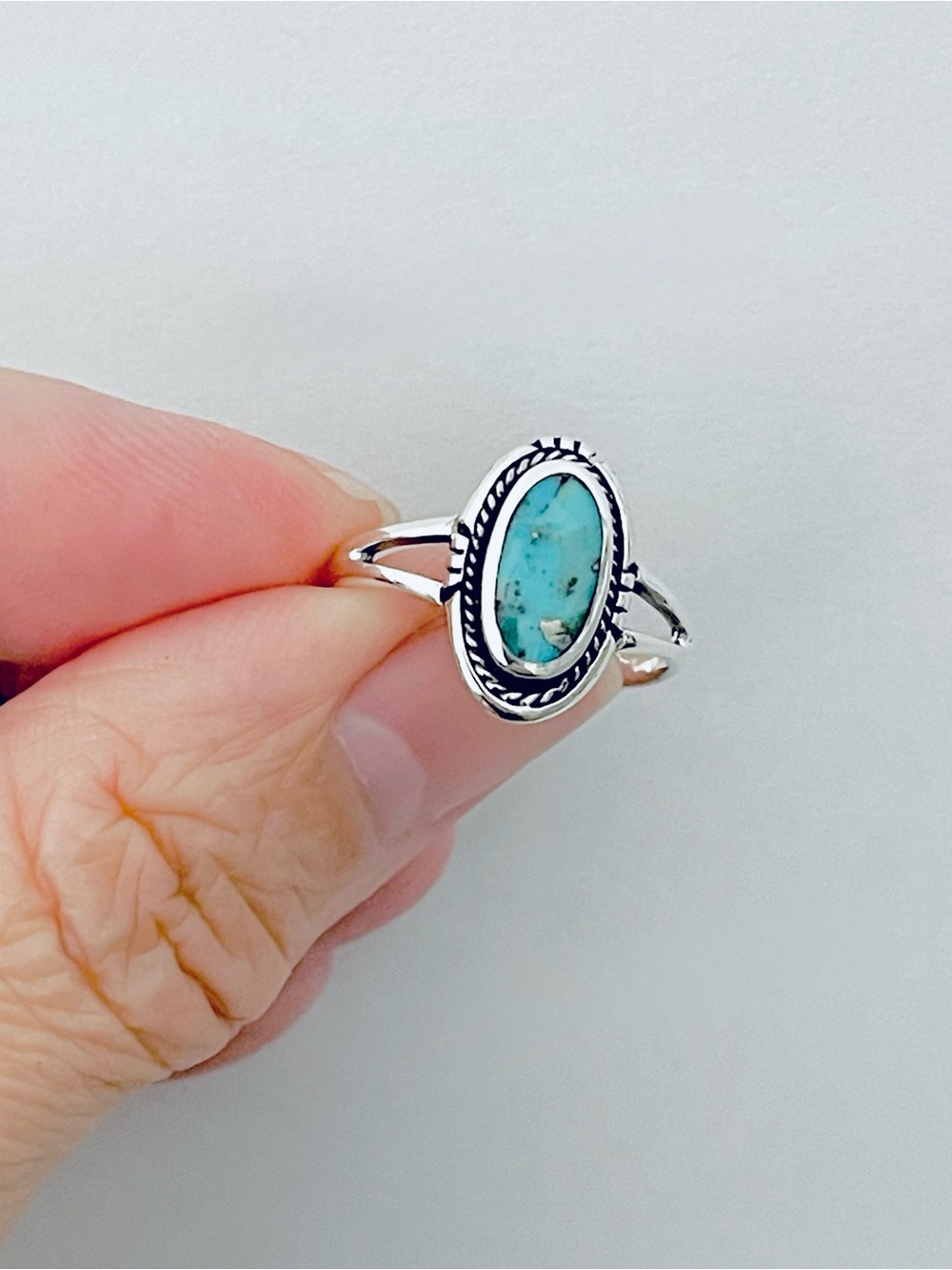 Sterling Silver Oval Genuine Turquoise Ring, Statement ring, Silver Stone Rings